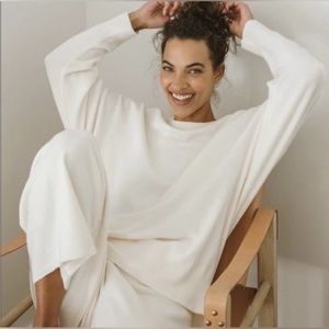 Jenni Kayne Marina Cashmere Wool Blend Oversized Ivory Sweater Size L